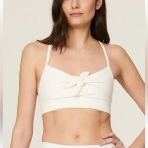NWT ALALA BONE $85 WHITE BOW BRA SPORTS BRA SIZE XL
